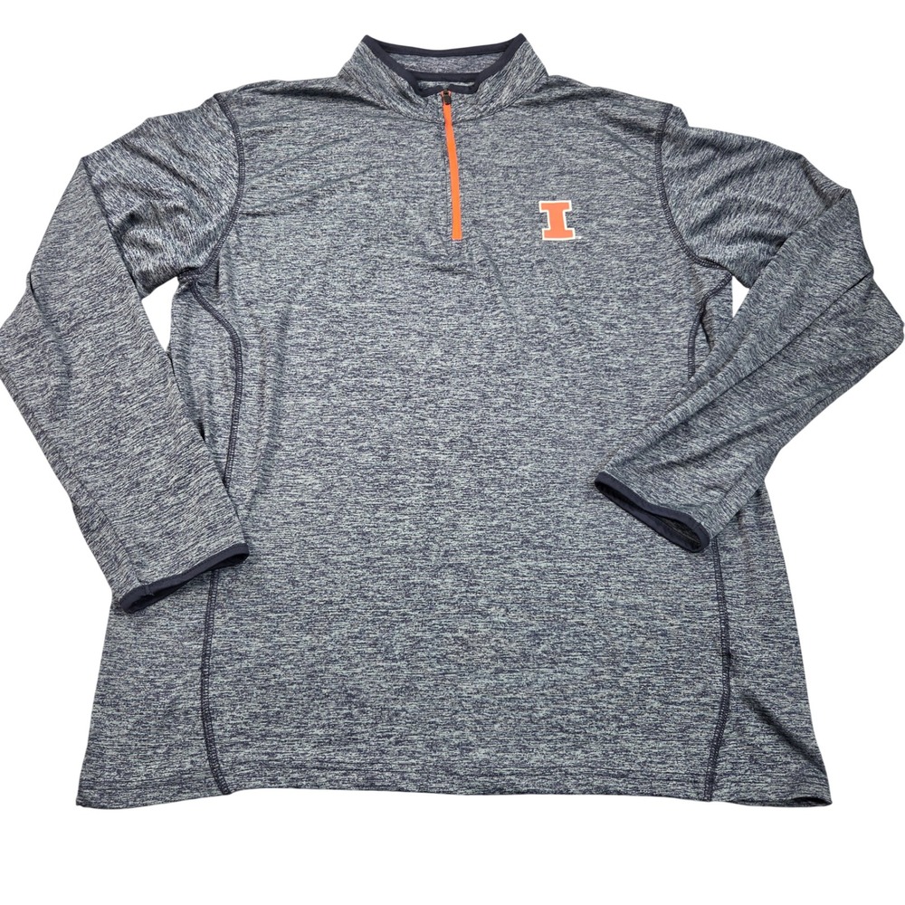Illinois Fighting Illini 1/4 Zip Pullover Mens XL Blue Space Dye Colosseum